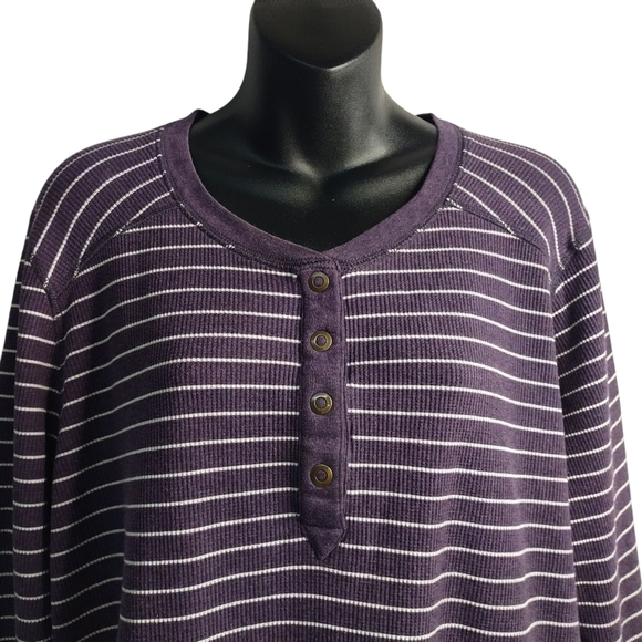 Carhartt Womens Thermal Henley Purple Striped Crew Neck Long Sleeve Shirt Sz XXL - Picture 3 of 8